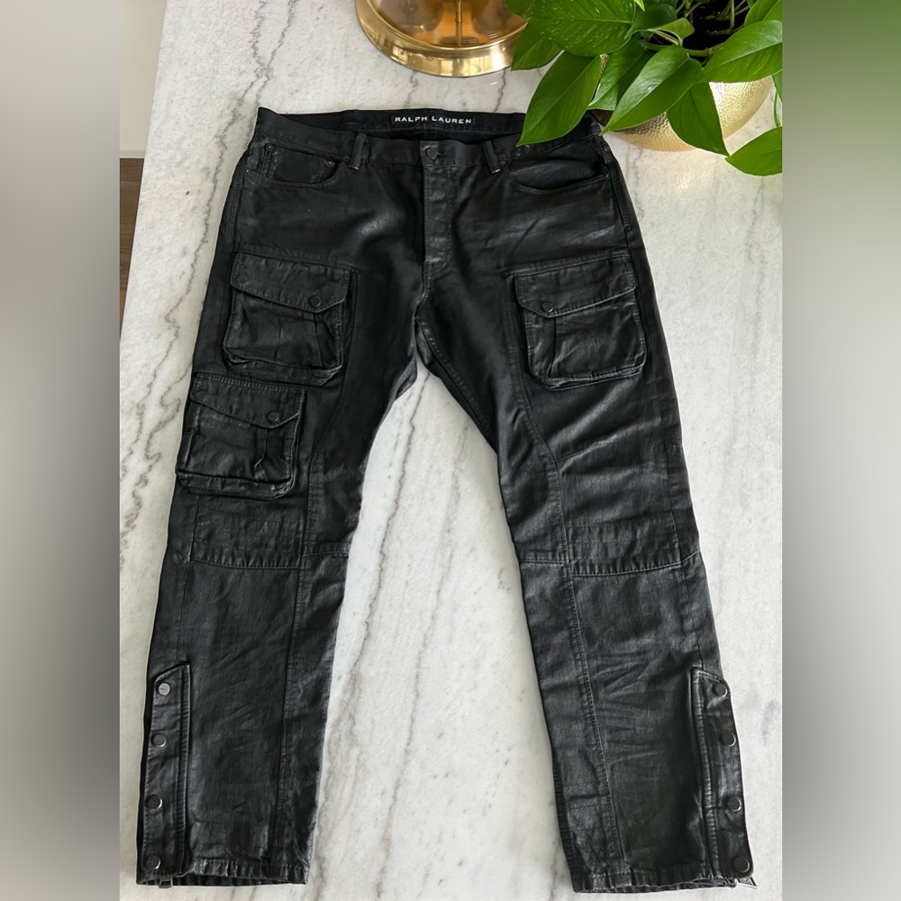 Ralph Lauren Black Label Wax Moto Jeans ~ 38 W/30 L